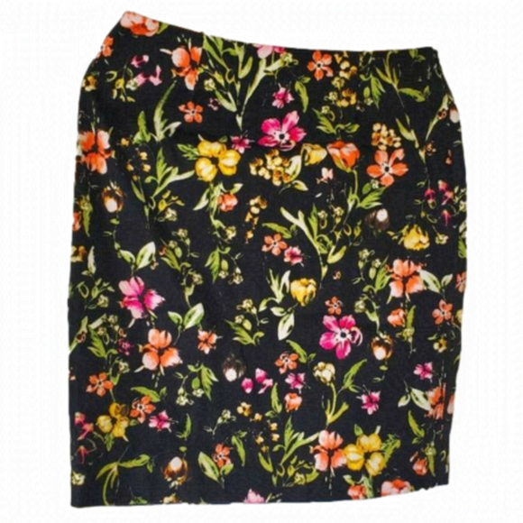 Premise Pencil Skirt textured Size 8 Black watercolor Floral statment piece - Picture 1 of 4